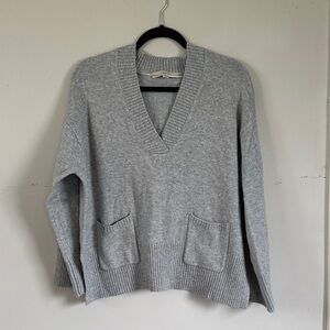 LOFT Light Gray V-Neck Sweater